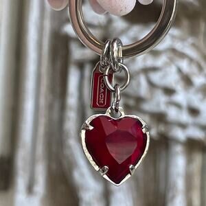 Extremely Rare Y2K Coach Red Lucite Crystal Heart Gem Charm Keychain